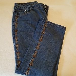 Jeanbay denim jeans with embroidered sides